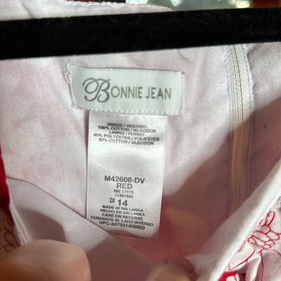 Bonnie Jean Red White Floral Polka Dot Dress Size 14 - Picture 4 of 6